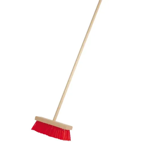 Kinderbezem met steel rood